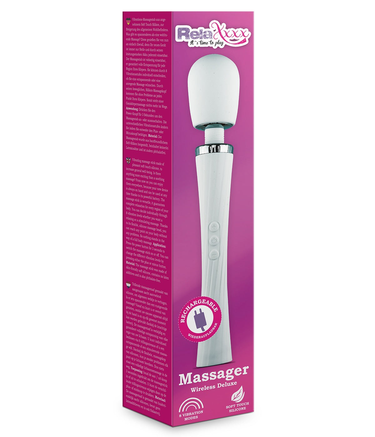 MVW Relaxxx Wireless Power Wand Massager - 12-Speed - White