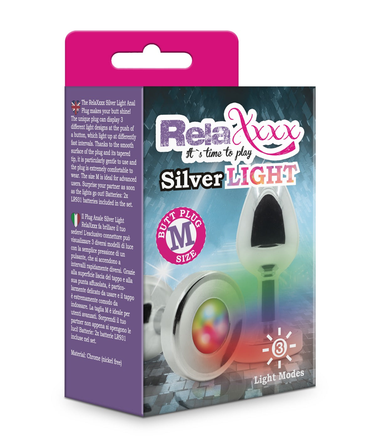 MVW Relaxxx Silver Plug with Flashlight - Medium