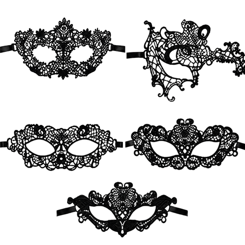 Kinky Pleasure - KPVM11 to KPVM15 - Venetian Mask – 5 Elegant Black Lace-Style Models