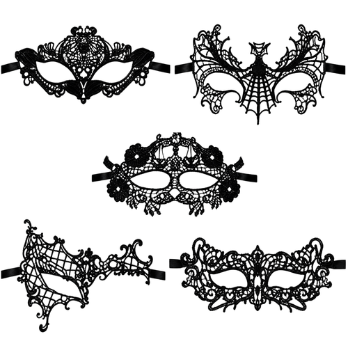 Kinky Pleasure - KPVM16 to KPVM20 - Venetian Mask – 5 Elegant Black Lace-Style Models