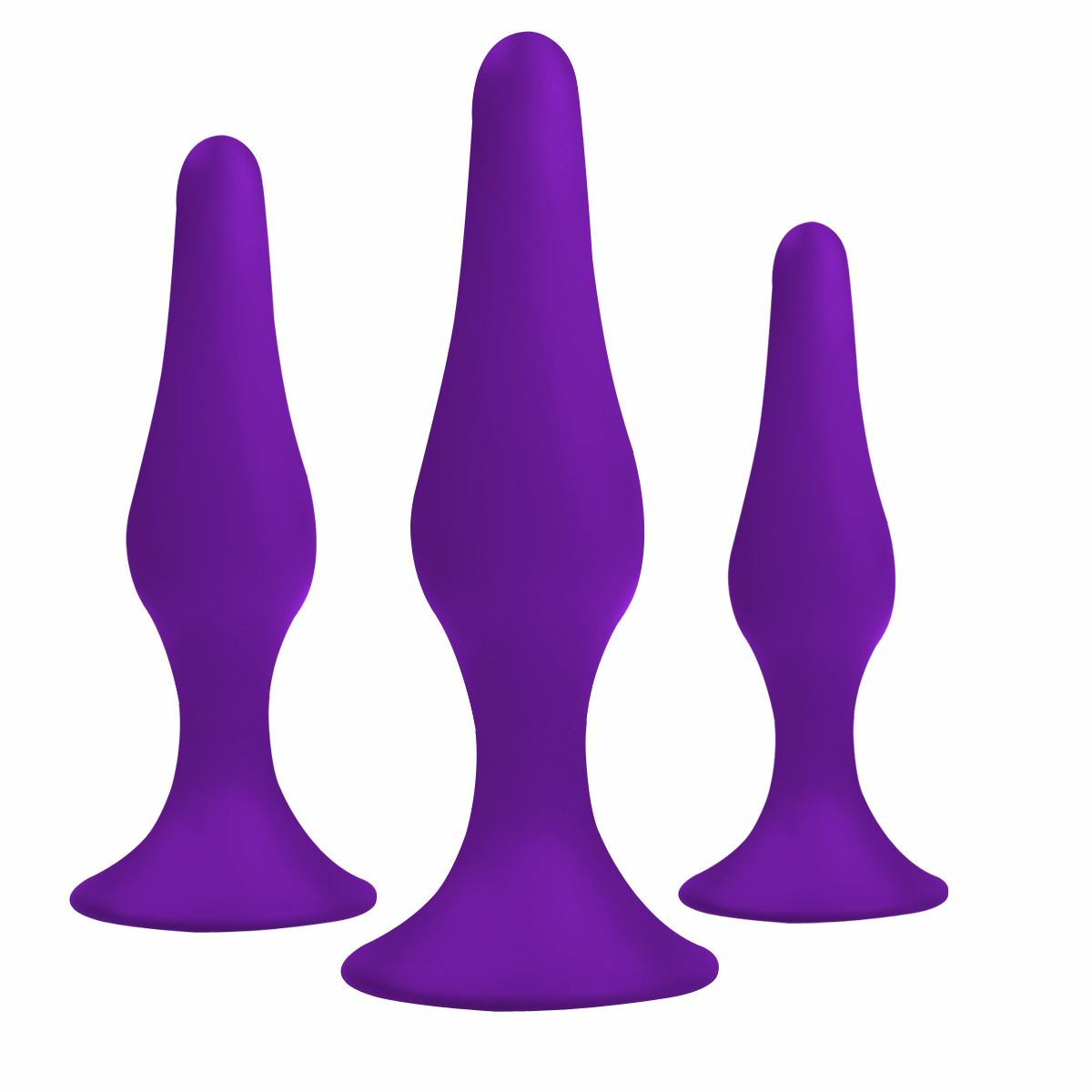 Power Escorts - BR12 - Silicone Anal Plug - 3 Pack Set - Strong Suction Cup