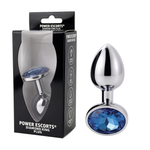 Power Escorts - BR137 - Metallic Anal Plug With Stone - 3 Sizes - 7 Colours