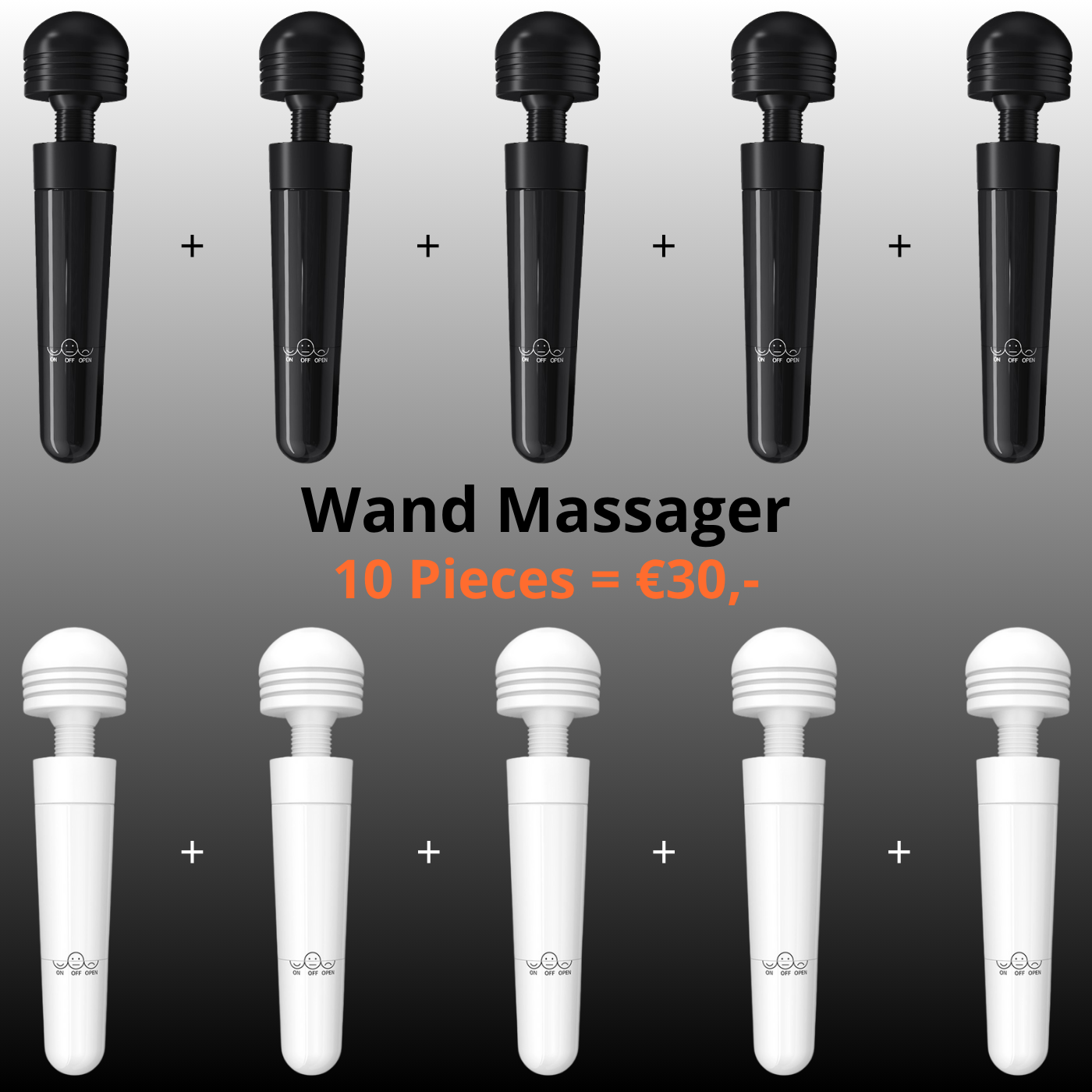 Power Escorts - Summer Deal - Wand Explorer 10 Pieces Pack - 5×Black + 5×White