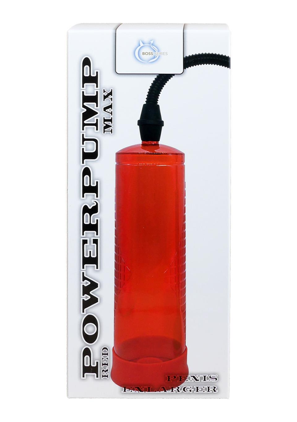 Bossoftoys Power Penis Pump Max Red - Strong hand grip - Size  22 cm - Dia box 6,9 cm - 60-00010