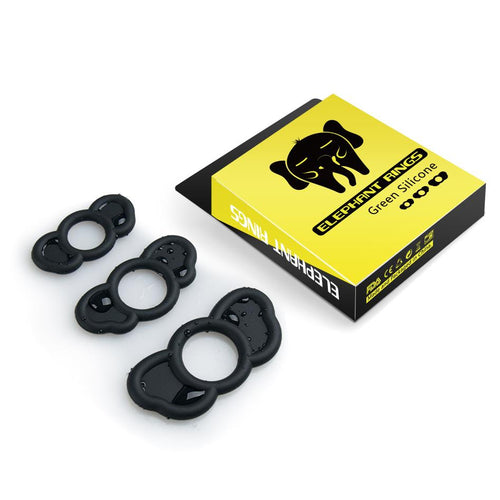 Power Escorts - 60-00026 - Elephant Ears Cockring 3 - Pack - Black - 3 different sizes - dia inner 26 mm / 23 mm / 18 mm - Colour box