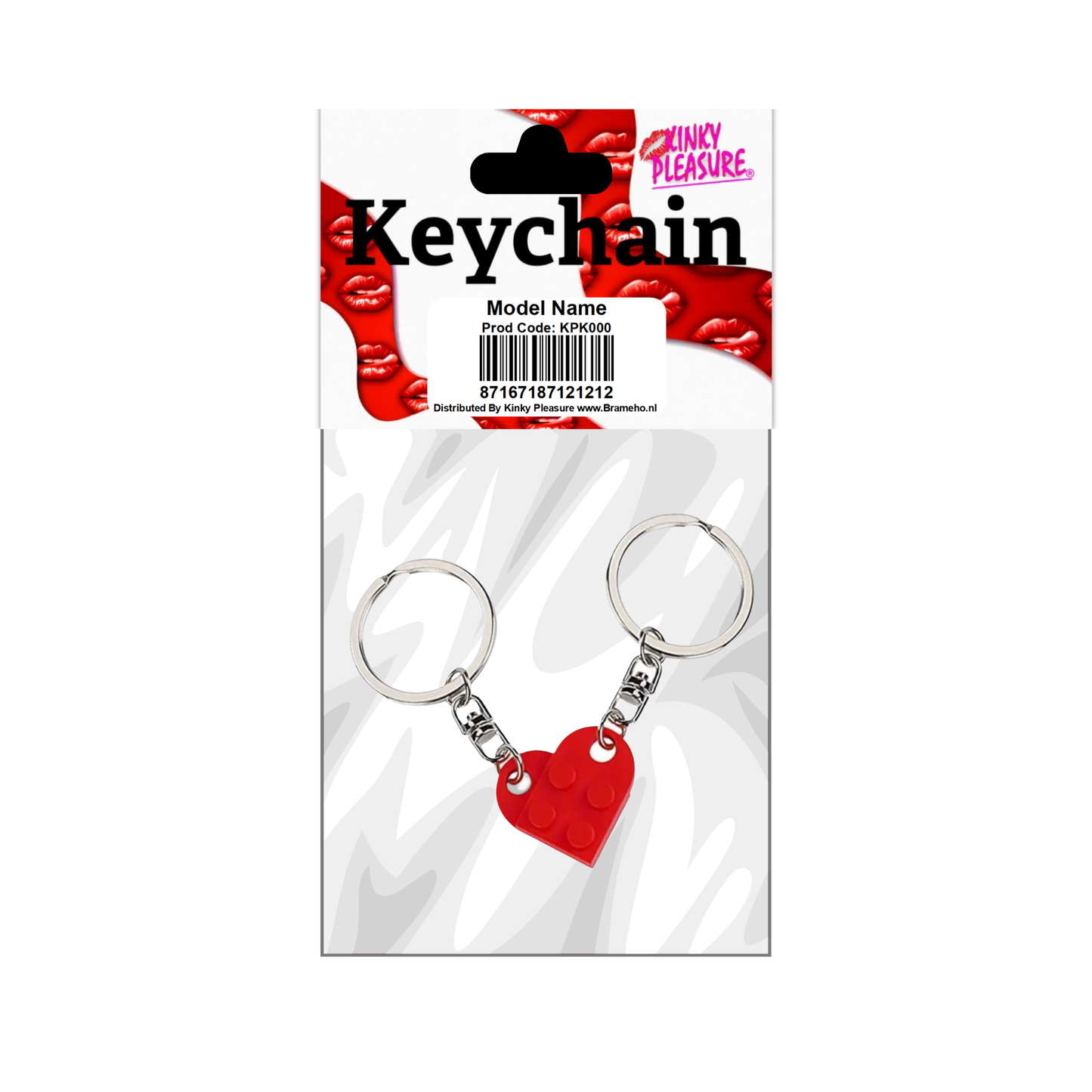 Kinky Pleasure - KPK061 - Keychain - Heart From Blocks - 1 Pair