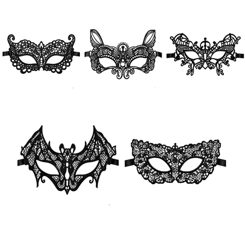 Kinky Pleasure - KPVM36 to KPVM40 - Venetian Mask – 5 Elegant Black Lace-Style Models
