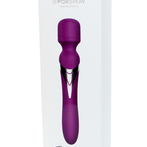 Foxshow - 63-00012 - Dual Massager - Design G spot Vibrator - 22,6 cm - 7 Pulsation modes and  7 Function - Rechargeable  - width 3,2/ 4,2 cm  - Luxury Giftbox - Purple