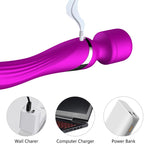 Foxshow - 63-00012 - Dual Massager - Design G spot Vibrator - 22,6 cm - 7 Pulsation modes and  7 Function - Rechargeable  - width 3,2/ 4,2 cm  - Luxury Giftbox - Purple