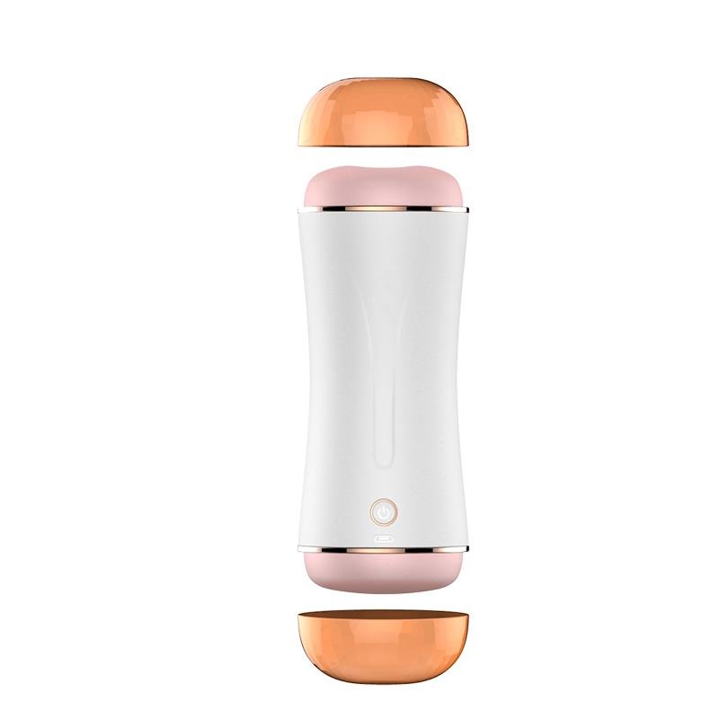 Foxshow -  63-00019 - Double End Masturbator Cup - Big heavy size - Rechargeable - 10 Function  - 19,5 cm  - Dia outside 7,5 cm - Luxury Giftbox - white