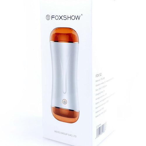Foxshow -  63-00019 - Double End Masturbator Cup - Big heavy size - Rechargeable - 10 Function  - 19,5 cm  - Dia outside 7,5 cm - Luxury Giftbox - white