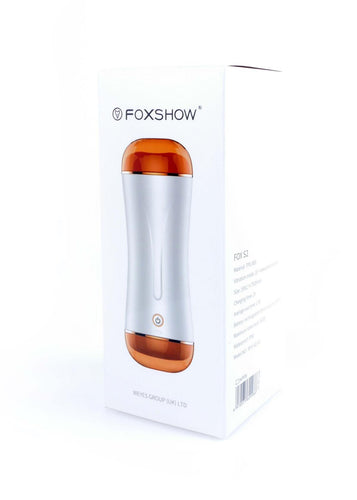 Foxshow -  63-00019 - Double End Masturbator Cup - Big heavy size - Rechargeable - 10 Function  - 19,5 cm  - Dia outside 7,5 cm - Luxury Giftbox - white