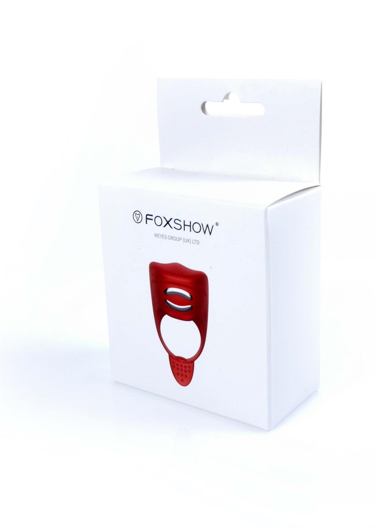 Foxshow - 63-00024 - Vibrating cockring Electrostimulation - Vibrator-Silicone Ring - Red - USB - 7 Function - luxury colour box