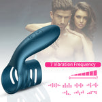 Foxshow - 63-00026 - Vibrating Silicone Cockring Blue - USB - 7 Function