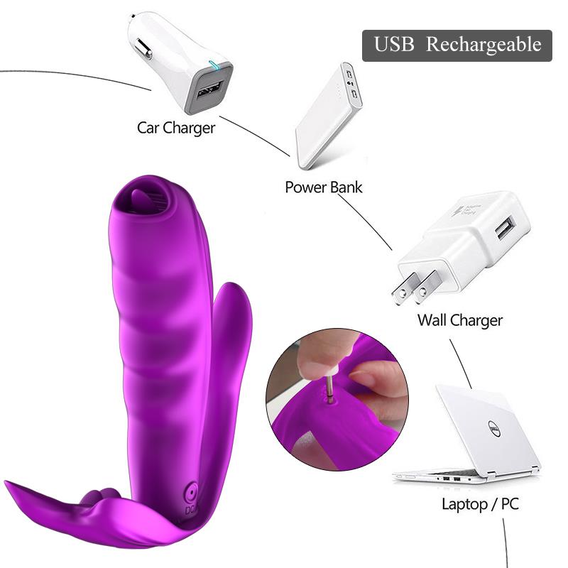 Foxshow - 63-00027 - Remote control  Panty vibrator - Heat function - Clit stimulation function - 10 Function - Rechargeable - 10,9 cm x 2,8 cm - Luxury Giftbox - Purple