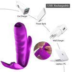 Foxshow - 63-00027 - Remote control  Panty vibrator - Heat function - Clit stimulation function - 10 Function - Rechargeable - 10,9 cm x 2,8 cm - Luxury Giftbox - Purple