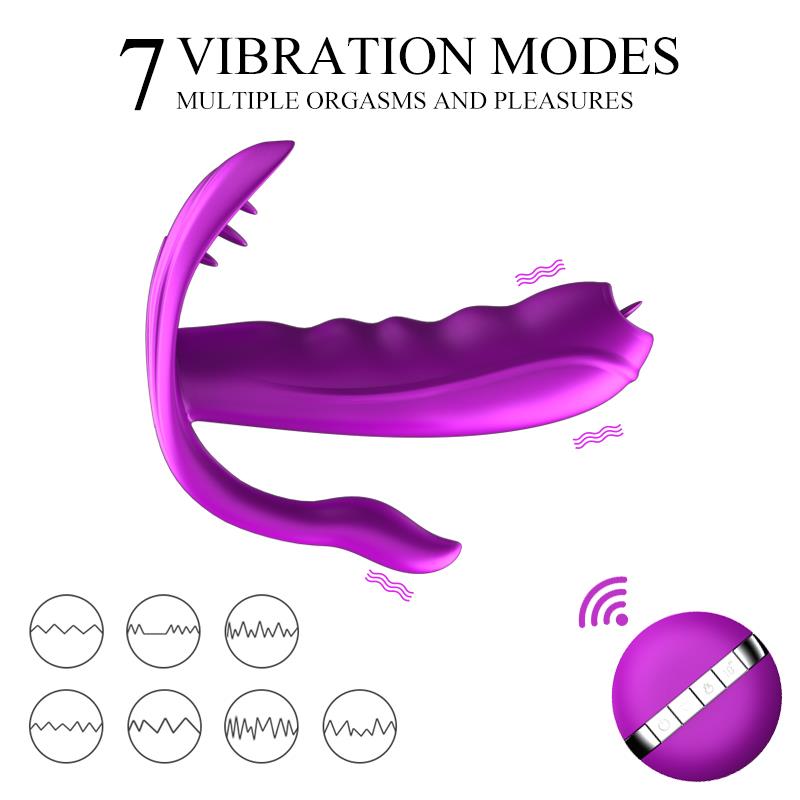 Foxshow - 63-00027 - Remote control  Panty vibrator - Heat function - Clit stimulation function - 10 Function - Rechargeable - 10,9 cm x 2,8 cm - Luxury Giftbox - Purple