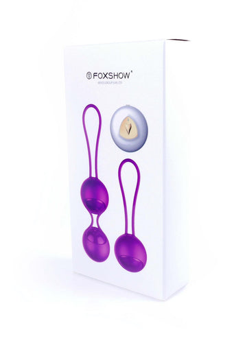 Foxshow - 63-00003 - Remote control  Kegel balls 2 Pack -  2 balls and 1 ball version in same Pack - 10 Function - Rechargeable - Luxury Giftbox - Purple
