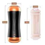 Foxshow - 63-00030 - Masturbator-Vibrating Masturbation Cup - 19,5 cm - USB - 10 function + Interactive Function / Double Ends - Luxury Giftbox - Black