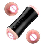 Foxshow - 63-00030 - Masturbator-Vibrating Masturbation Cup - 19,5 cm - USB - 10 function + Interactive Function / Double Ends - Luxury Giftbox - Black