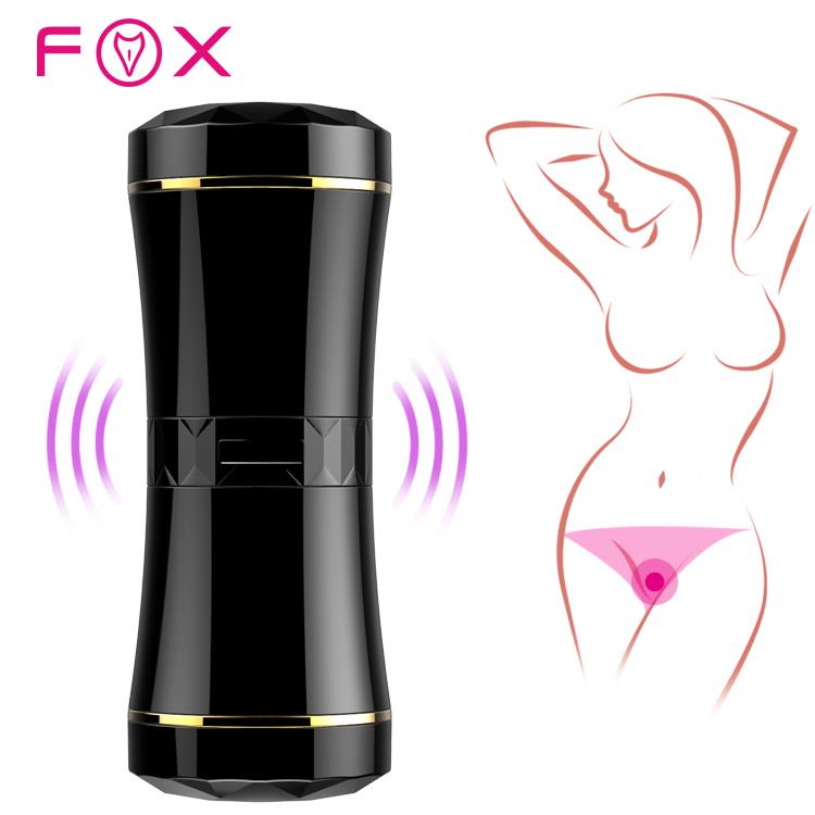 Foxshow - 63-00035 - Double End Masturbator Cup - Big heavy size - Pussy & Anal - 19 cm  - Dia outside 8 cm - Luxury Giftbox - Black