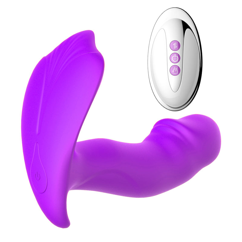 Foxshow - 63-00036 - Remote Control Panty Vibrator - Heat Function & Voice Control - 10 Function - Rechargeable - 12,5 cm x 9 cm - Luxury Giftbox - Purple