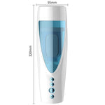 Foxshow - 63-00041 - Big size - 32 Cm - Masturbator cup - Vibrating, Rotating and Flashing Masturbation - USB rechargeable - 10 speed + 10 Function / Talk Mode - Dia outside 10 cm - Luxury Giftbox - white /with blue