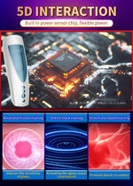 Foxshow - 63-00041 - Big size - 32 Cm - Masturbator cup - Vibrating, Rotating and Flashing Masturbation - USB rechargeable - 10 speed + 10 Function / Talk Mode - Dia outside 10 cm - Luxury Giftbox - white /with blue