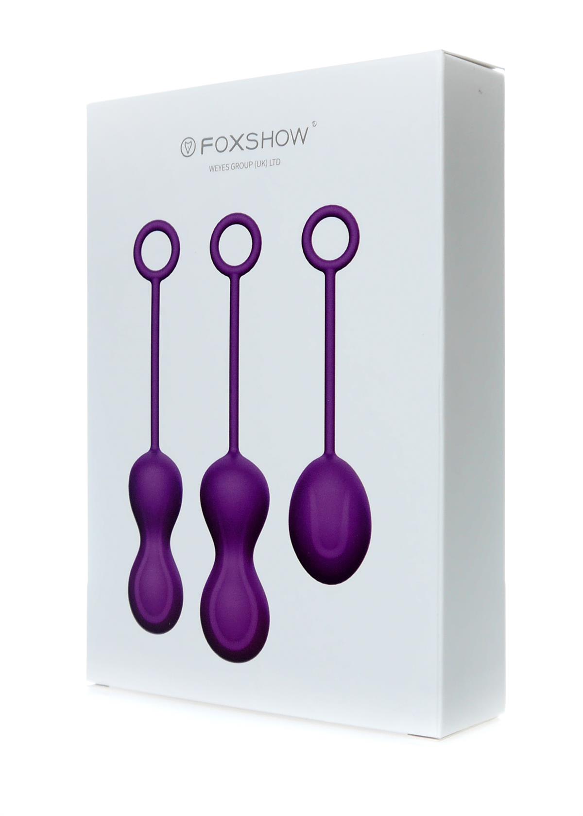 Foxshow - 63-00044 - Kegel ball 3 Pack set - 7,9 cm / 7,4 cm / 4,7 cm - Luxury Giftbox - Purple  - Geisha ball set