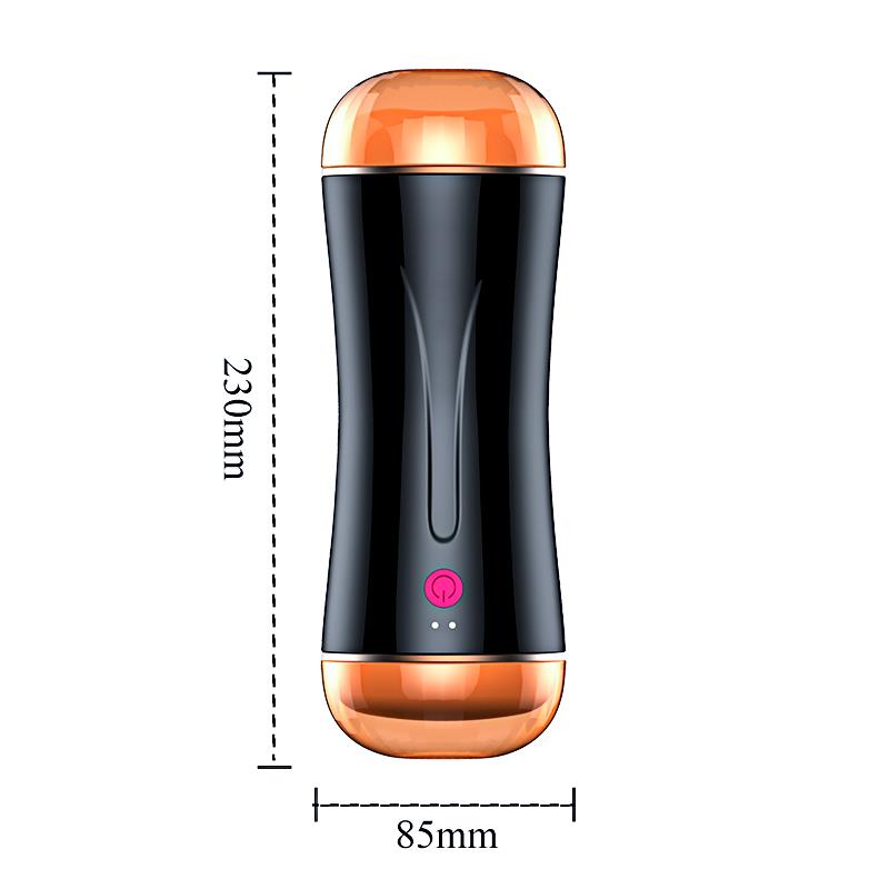 Foxshow - 63-00045 - Masturbator-Vibrating Masturbation Cup - USB 10 function + Interactive Function / Double Ends  - Luxury Giftbox - Black
