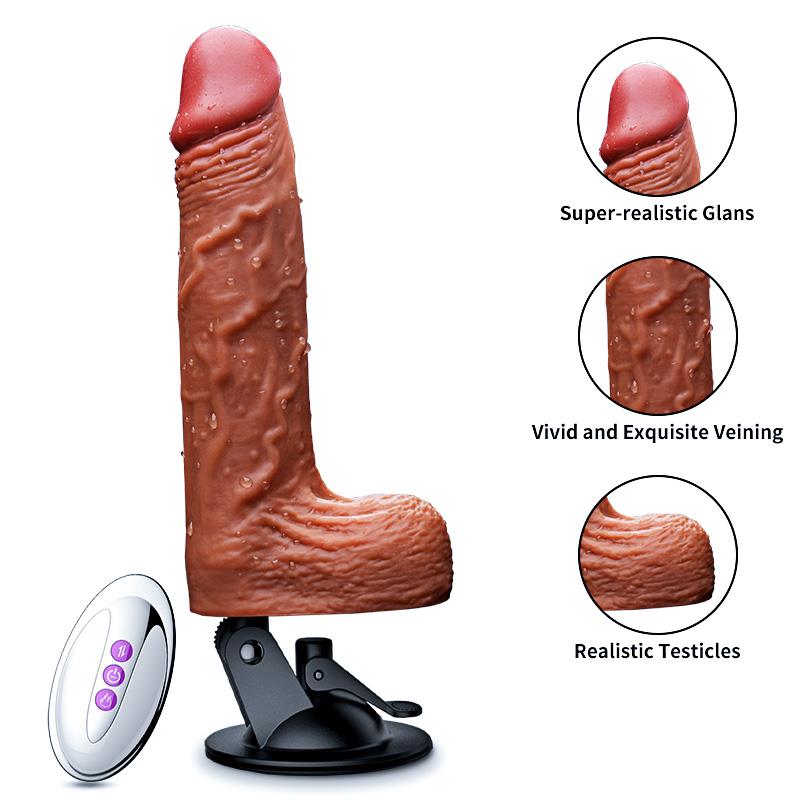 Foxshow - 63-00047 - Remote control  Realistic vibrator - Up & down - Rotating - Heat function - Wallmounting -  Silicone 10 Function - 21 cm- Rechargeable - Luxury Giftbox - Flesh