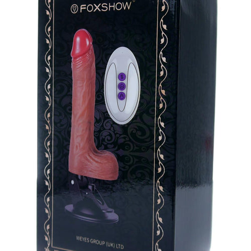 Foxshow - 63-00047 - Remote control  Realistic vibrator - Up & down - Rotating - Heat function - Wallmounting -  Silicone 10 Function - 21 cm- Rechargeable - Luxury Giftbox - Flesh