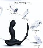 Bossoftoys Wibrator - 63-00049 - Silicone Massager - Remote control - Prostate Massager - 7 Function and Heating Function - Black