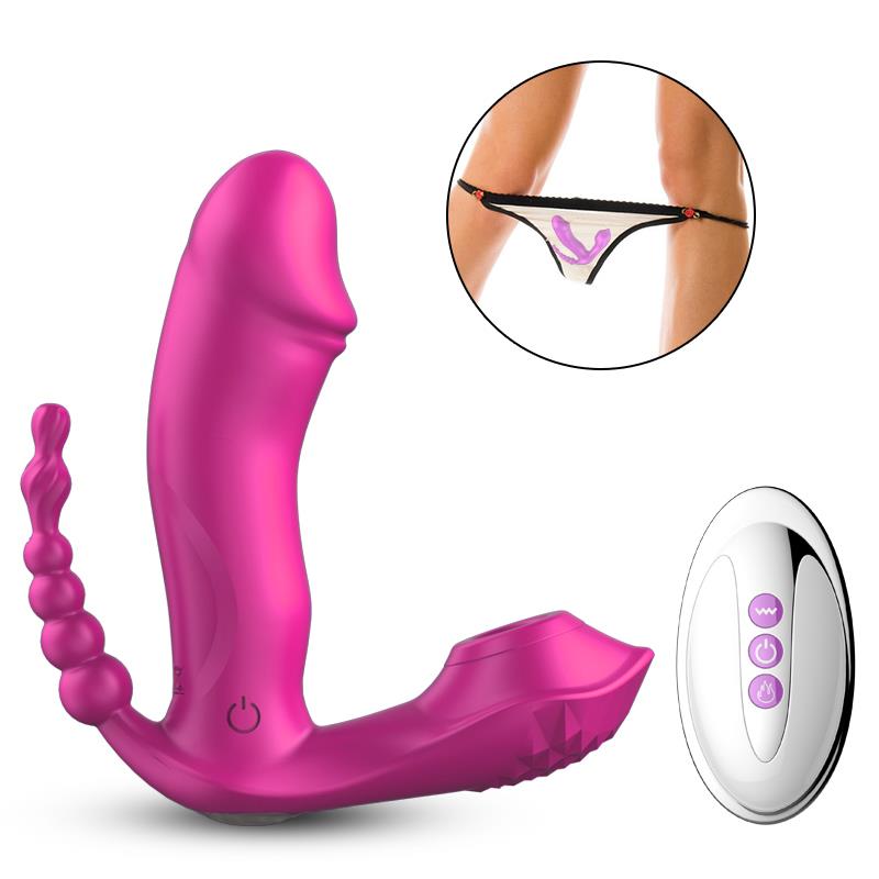Foxshow - 63-00050 - Silicone Panty Vibrator - USB rechargeable - 7 vibrations - Heating -  7 Frequency Of Sucking  - Luxury Giftbox - Pink