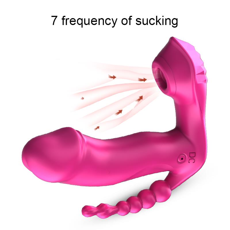 Foxshow - 63-00050 - Silicone Panty Vibrator - USB rechargeable - 7 vibrations - Heating -  7 Frequency Of Sucking  - Luxury Giftbox - Pink