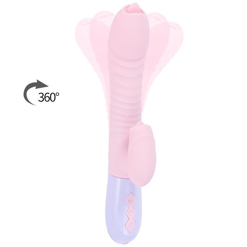 Bossoftoys - 63-00051 - Wibrator-Silicone Vibrator - USB Rechargeable - 7 Functions and Thrusting Function - Heating - Pink