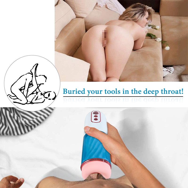 Foxshow - 63-00052 - Big size - 27,5 Cm - Masturbator cup - Sound  Vibrating, Flashing Masturbation - USB rechargeable -  7 Function - Dia outside  8 cm - Luxury Giftbox - white /with blue