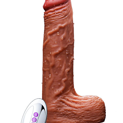 Foxshow - 63-00053 - Remote control Realistic vibrator - Up & down - Rotating - Heat function - Silicone 10 Function - 21 cm- Rechargeable - Luxury Giftbox - Flesh