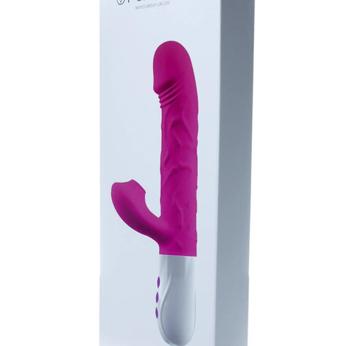 Foxshow - 63-00054 - Airsucker & G spot Vibrator -Silicone- Up & down also - 7 function -  23cm length - 3 Thrusting - Heating - 7 Frequency Of Sucking  - Luxury Giftbox - Purple