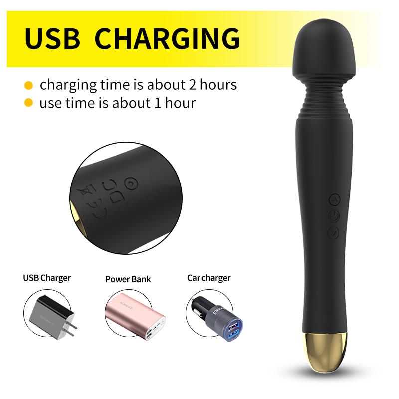 Bossoftoys - 63-00060 - Stimulator - Silicone Massager Black USB - 6 Vibrations - Mini wand