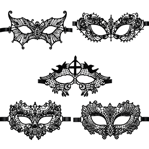 Kinky Pleasure - KPVM41 to KPVM45 - Venetian Mask – 5 Elegant Black Lace-Style Models