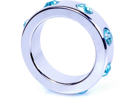 Bossoftoys - 64-00005 - Metal - Cockring  - Diamonds - Blue - Small