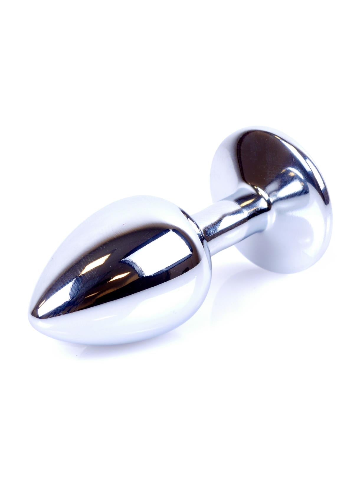 Power Escort - 64-00013F - Stainless Steel Anal Plug Black with Crystal – 7 cm | Premium Anal Jewellery