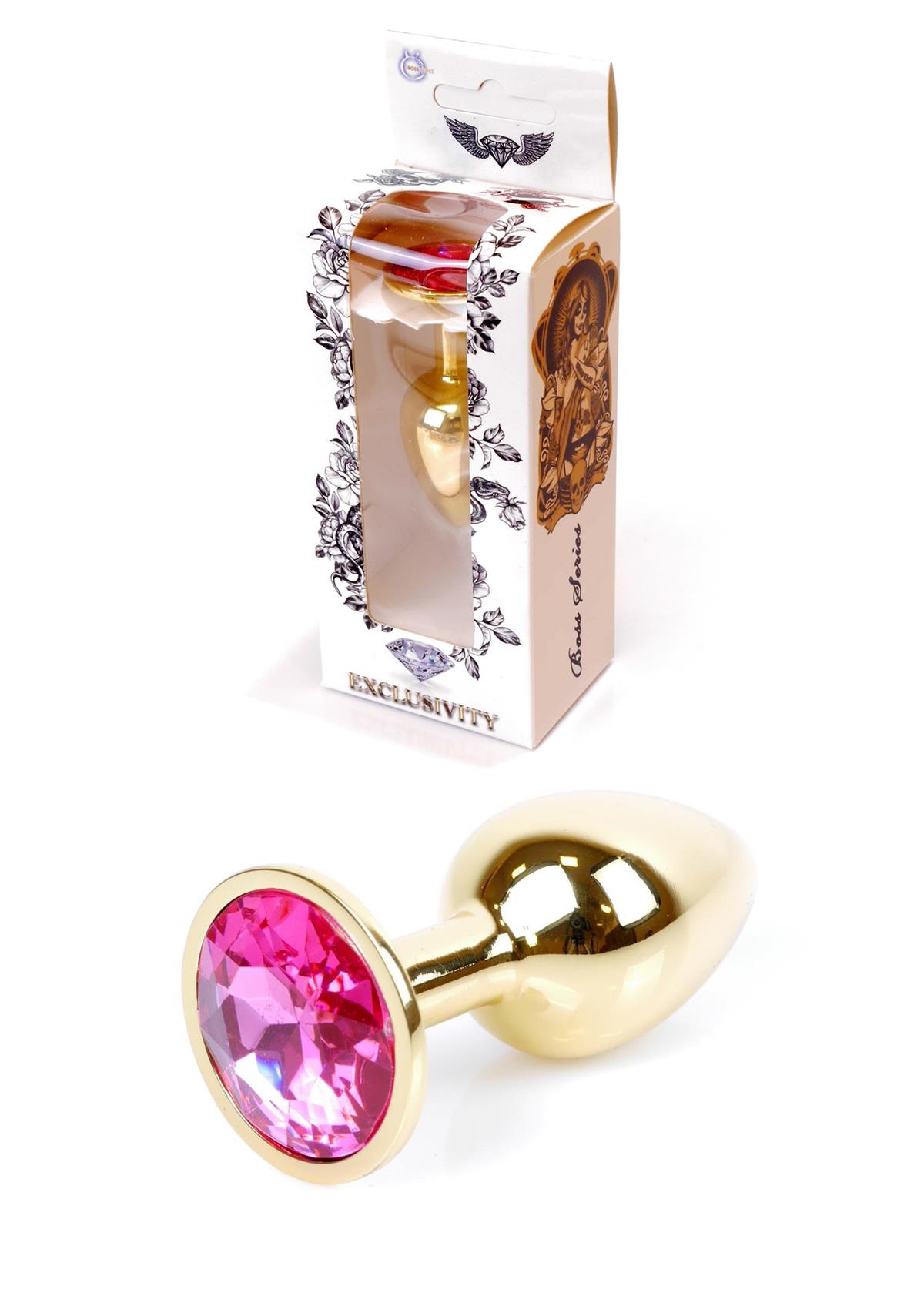 64-00017 gold plug pink stone