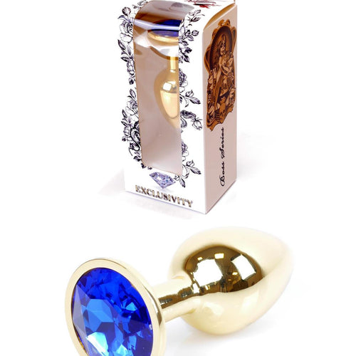 Boysoftoys - 64-00023 - Gold Plug - Anal - Dark Blue stone - length 7 cm - dia 2,7 cm - attractive colour window box