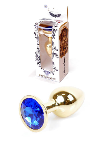 Boysoftoys - 64-00023 - Gold Plug - Anal - Dark Blue stone - length 7 cm - dia 2,7 cm - attractive colour window box