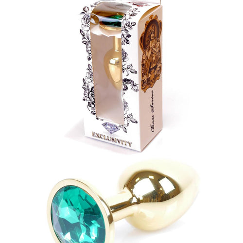 Boysoftoys - 64-00024 - Plug - Gold - Anal - Green stone - attractive colour window box