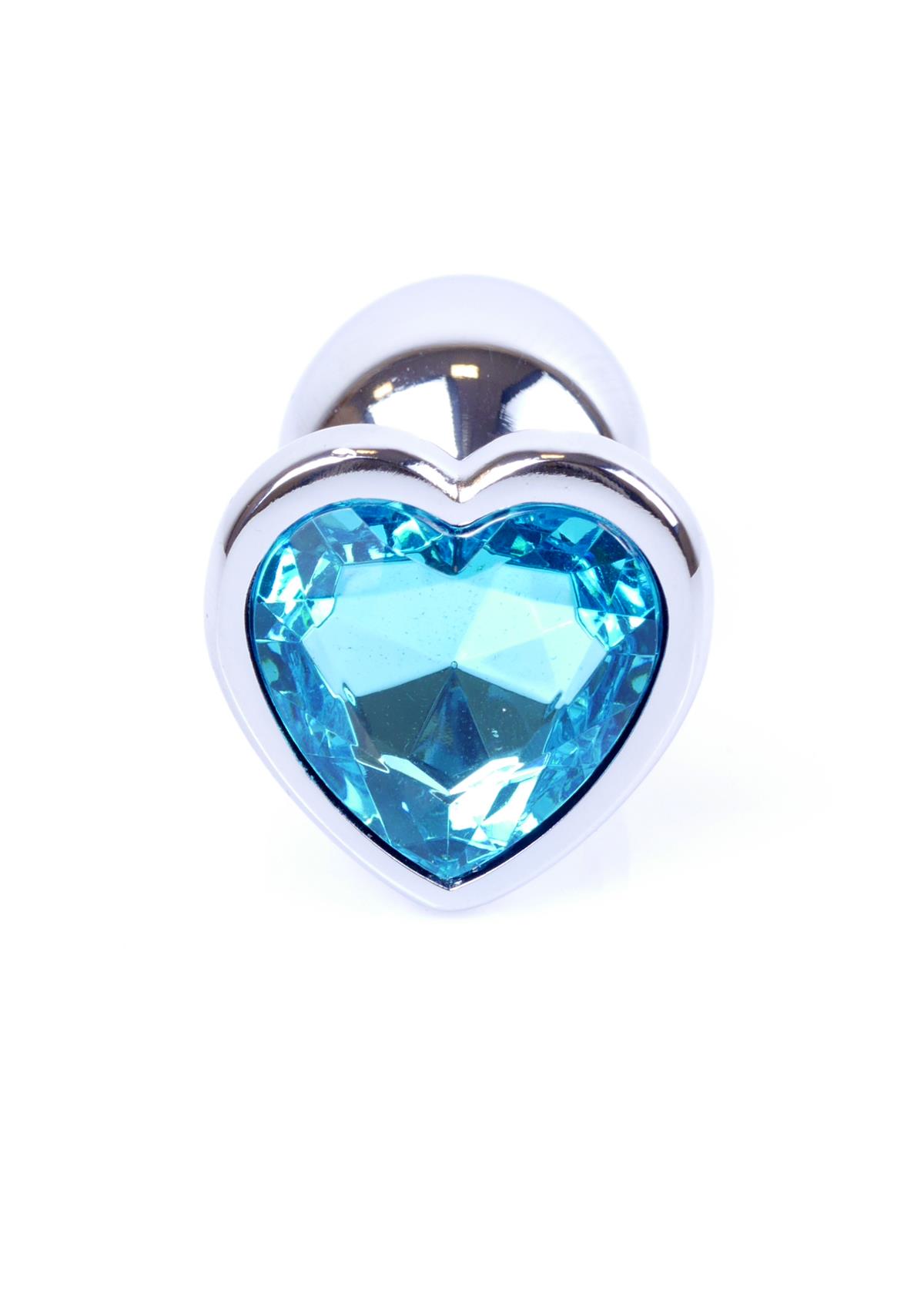 Bossoftoys - 64-00049 - Heart design silver Plug - Silver - Anal - Heart - Light blue stone - length 7 cm - dia 2,7 cm - window colour box