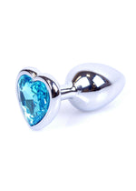 Boysoftoys - 64-00049 - Heart design silver Plug - Silver - Anal - Heart - Light blue stone - length 7 cm - dia 2,7 cm - window colour box