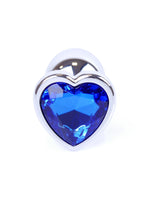 Boysoftoys - 64-00050 - Heart design silver Plug - Silver - Anal - Heart - Dark blue stone - length 7 cm - dia 2,7 cm - window colour box